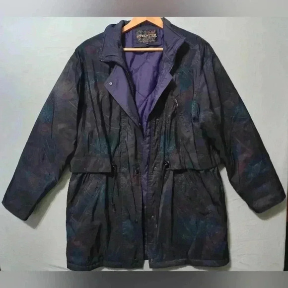 Vtg Forecaster of Boston Womens Coat Jacket Sz M Purple Abstract Boho Insulated - Picture 1 of 8